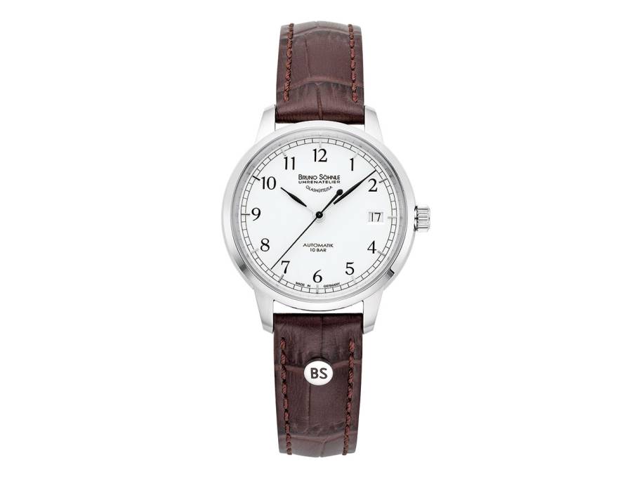 Hamburg Automatik Small Edelstahl weiß Lederband