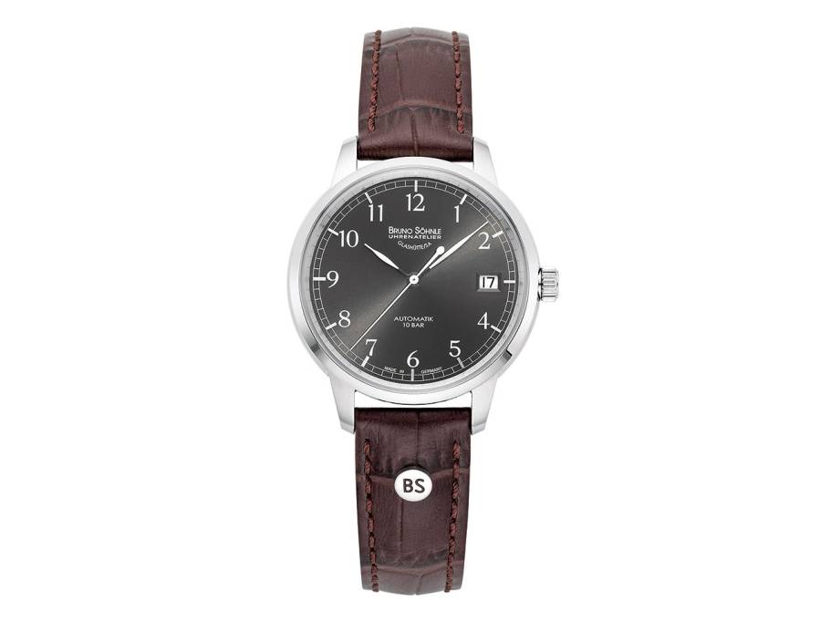 Hamburg Automatik Small Edelstahl anthrazit Lederband