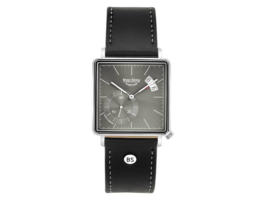 Rondo III Big Herrenuhr Edelstahl grau Lederband