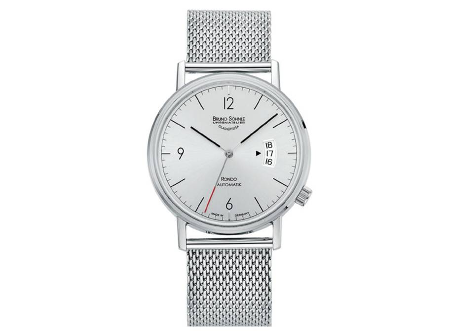 Rondo Herrenuhr   Automatik Edelstahl weißes Zifferblatt Edelstahlband