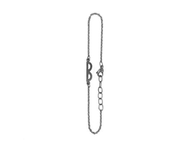 Initials Armband Buchstabe B Silber oxidiert
