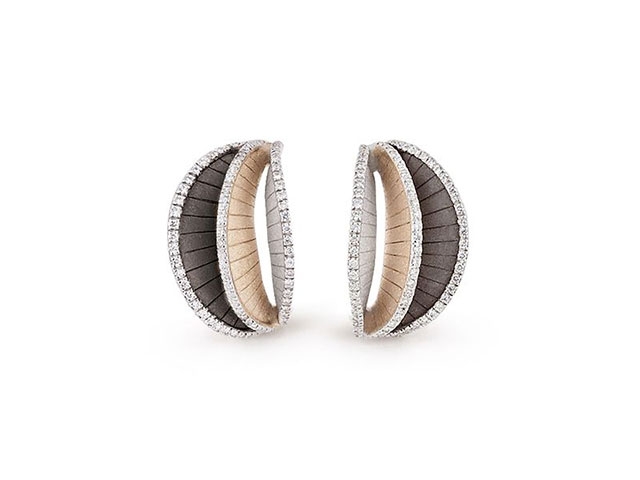 Regina Ohrstecker White Ice Black Lava Natural Beige Gold mit Brillanten 0,430ct