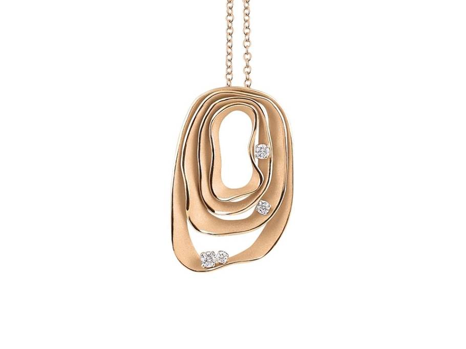 Dune Collier Orange Apricot Gold mit Brillanten 0,230ct
