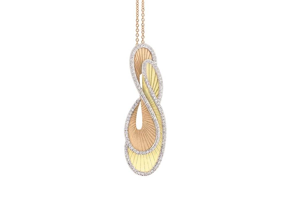 Regina Kette mit Anhänger Orange Apricot Yellow Lemon Bamboo Gold mit Brillanten 0,360ct