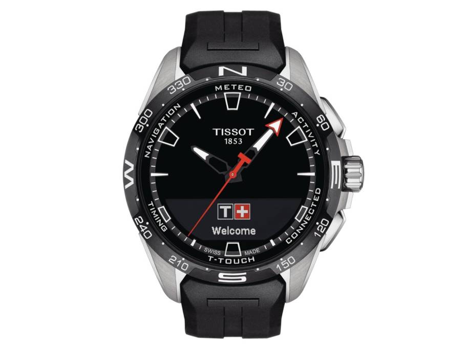 T-Touch Connect Solar Titanium schwarzes Kautschukband