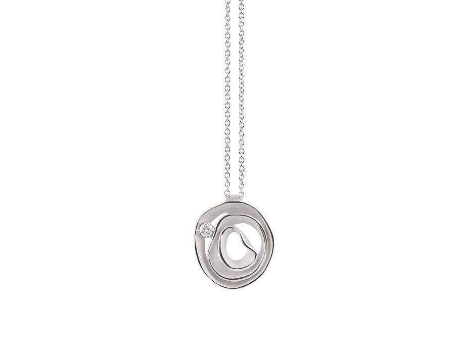 Dune Kette mit Anhänger White Ice Gold 45cm mit Brillant 0,040ct