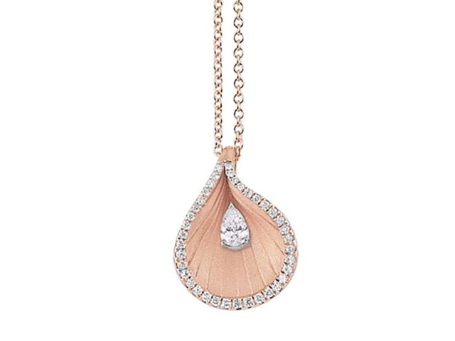 Premiere Kette mit Anhänger Pink Champagne Gold 42cm mit Brillanten 0,220ct