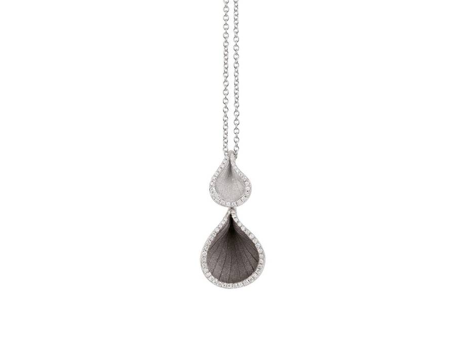 Goccia Kette mit Anhänger White Ice Gold 45cm mit Brillanten 0,180ct