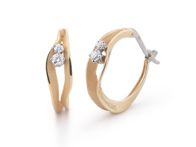 Dunes Creolen Orange Apricot Gold mit Brillanten 0,240ct