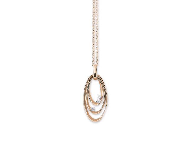 Dunes Kette mit Anhänger Orange Apricot Gold mit Brillanten 0,200ct