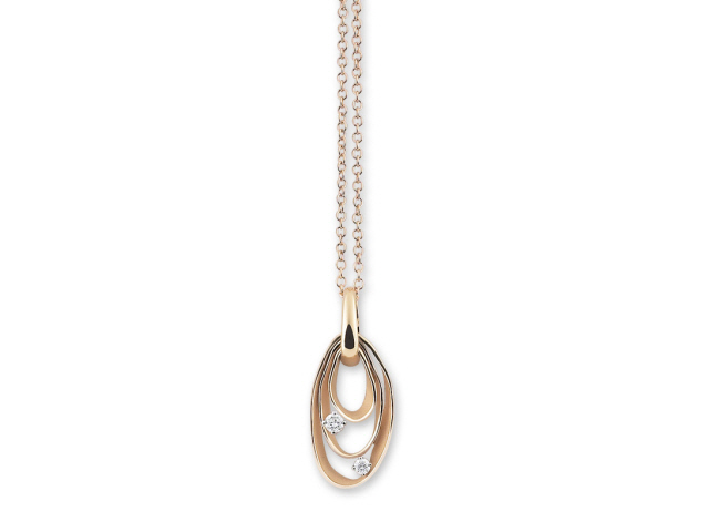 Dunes Kette mit Anhänger Orange Apricot Gold mit Brillanten 0,120ct