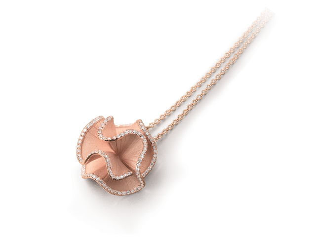 Sultana Kette mit Anhänger Pink Champagne Gold 42cm mit Brillanten 0,530ct