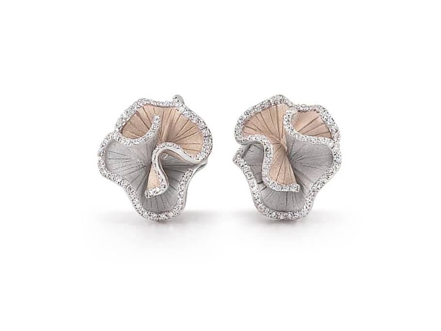 Sultana Ohrstecker Bicolor White Ice und Natural Beige Gold mit Brillanten 0,480ct