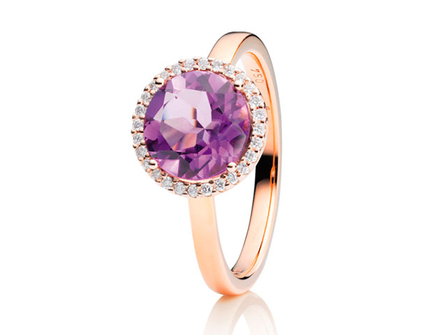 Espressivo Damenring groß Roségold Amethyst hell
