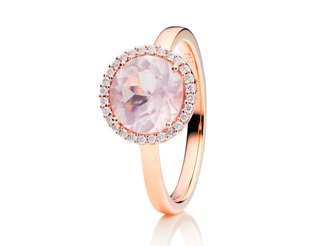 Espressivo Damenring groß Roségold Rosenquarz