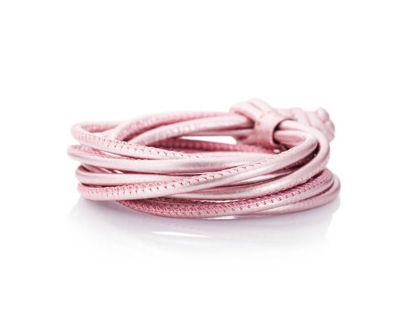 Armband Leder rosa metallic