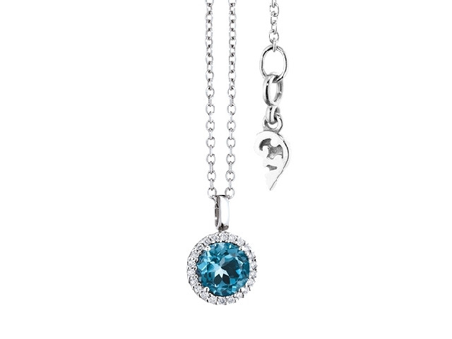 Espressivo Kette mit Anhänger Weißgold mit Londo Blue Topas und Brillanten 0,060ct