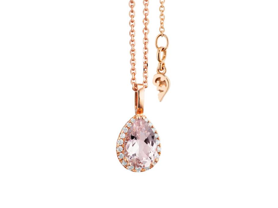 Espressivo Jennifer Kette mit Anhänger Roségold 45cm mit rosanem Morganit und Brillanten 0,090ct