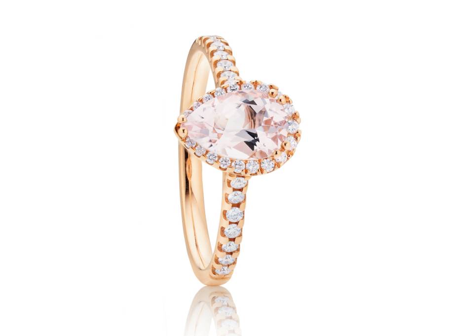 Espressivo Jennifer Ring Roségold mit rosanem Morganit und Brillanten 0,260ct