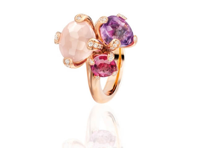 Capriccio Ring Roségold  Rosenquarz, Amethyst, Turmalin