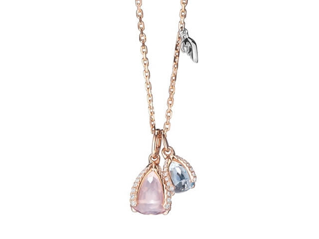 Capriccio Collier Roségold Rosenquarz und Sky Blue Topas