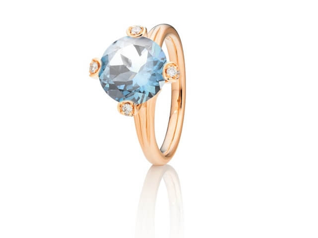 Capriccio Ring Roségold Sky Blue Topas 10 mm