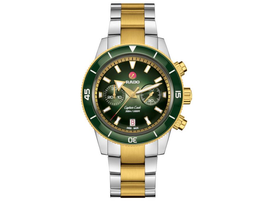 Captain Cook Chronograph Automatik Edelstahl grün Metallband
