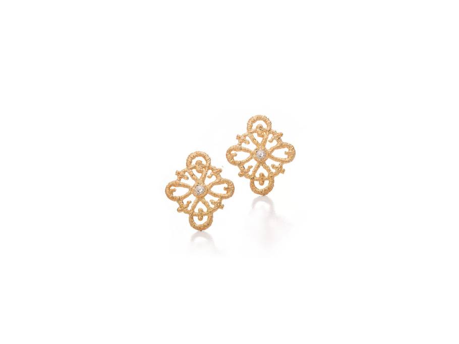Carmina Ohrstecker Roségold 12x19mm mit 2 Brillanten champagner