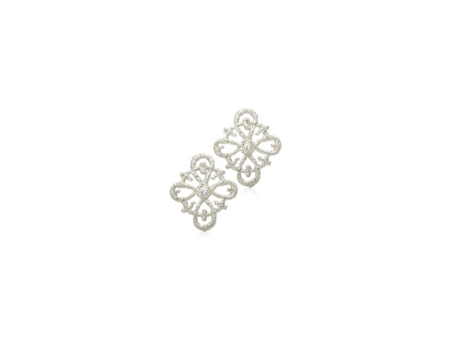 Carmina Ohrstecker Silber 12x19mm mit 2 Brillanten champagner
