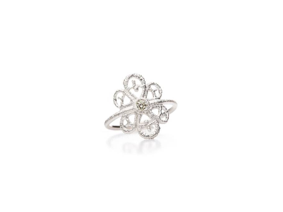 Carmina Ring Silber 20mm mit Brillant champagner