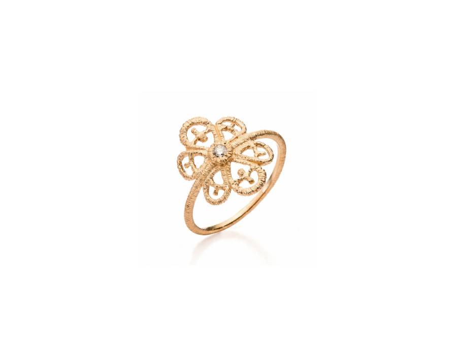 Carmina Ring Roségold 20mm mit Brillant champagner
