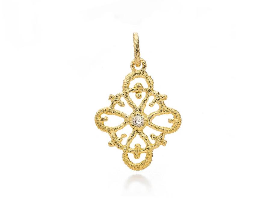Carmina Anhänger Gelbgold 26x12mm mit Brillant champagner