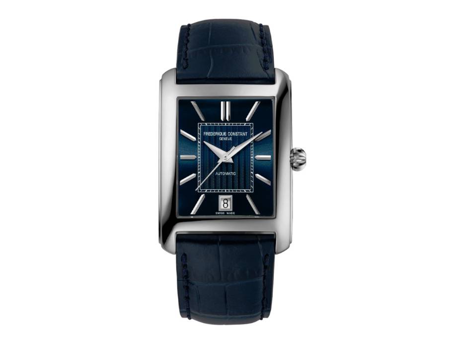 Classics Carree Automatic Edelstahl blaues Zifferblatt blaues Lederband