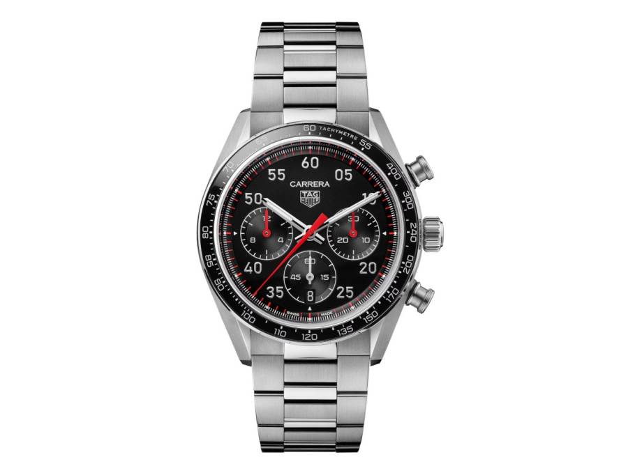 Carrera Chronograph Sport Automatik Edelstahl 42mm schwarzes Zifferblatt Metallband