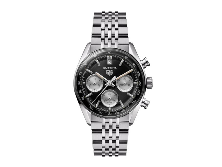 Carrera Chronograph Automatik Edelstahl 39mm schwarzes Zifferblatt Metallband