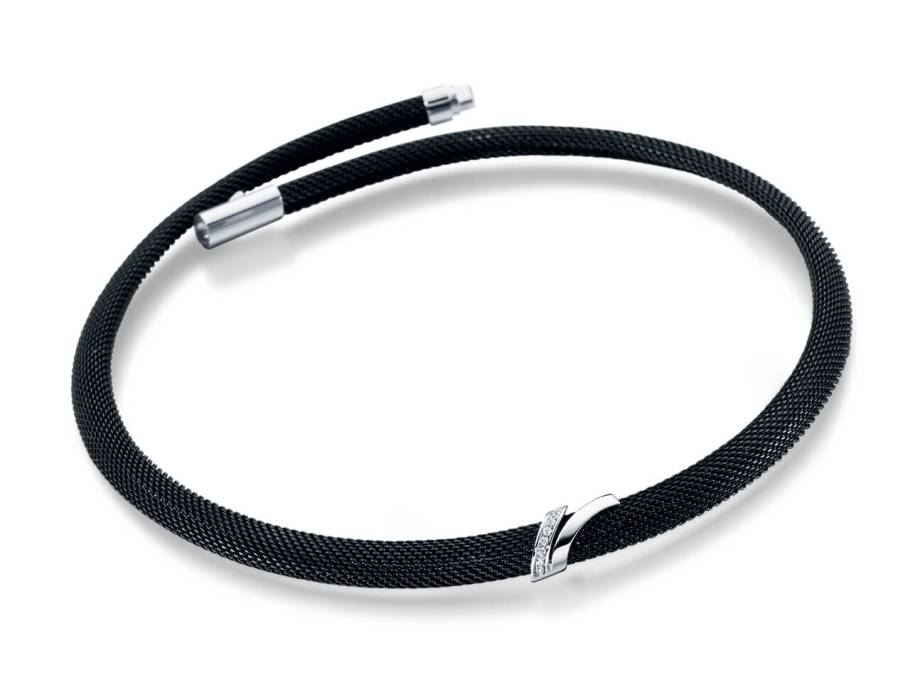 Creation  Milanaise Edelstahl schwarz Collier Weißgold 