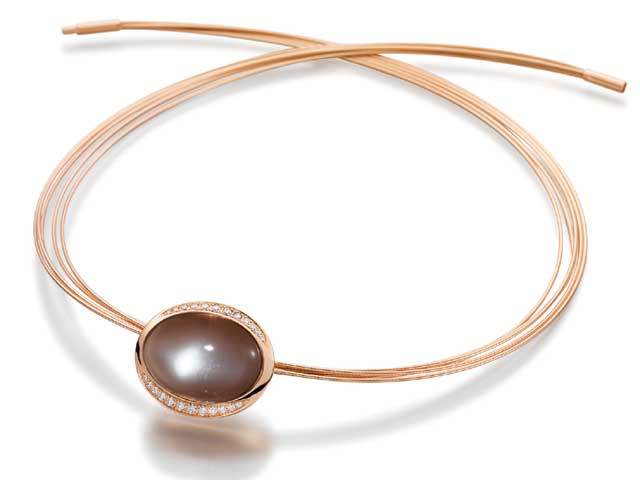 Art of Jewellery Anhänger Rotgold mit braunem Mondstein