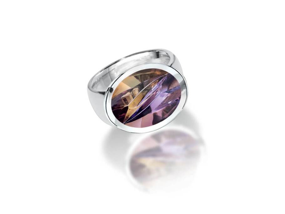  Munsteiner Ametrin oval Weißgold Ring