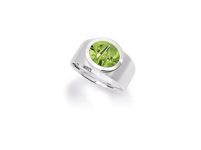   Munsteiner Ring Weißgold Peridot