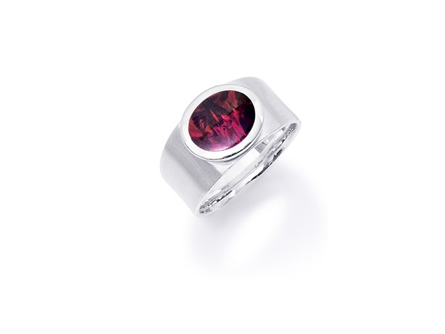   Munsteiner Ring Weißgold Rhodolith
