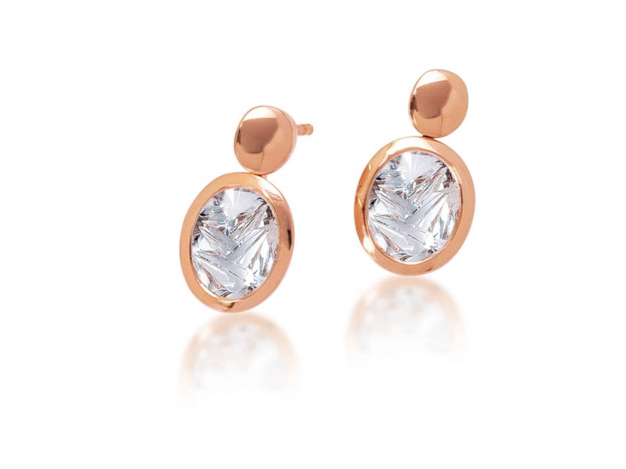  Munsteiner Bergkristall oval Roségold Ohrstecker