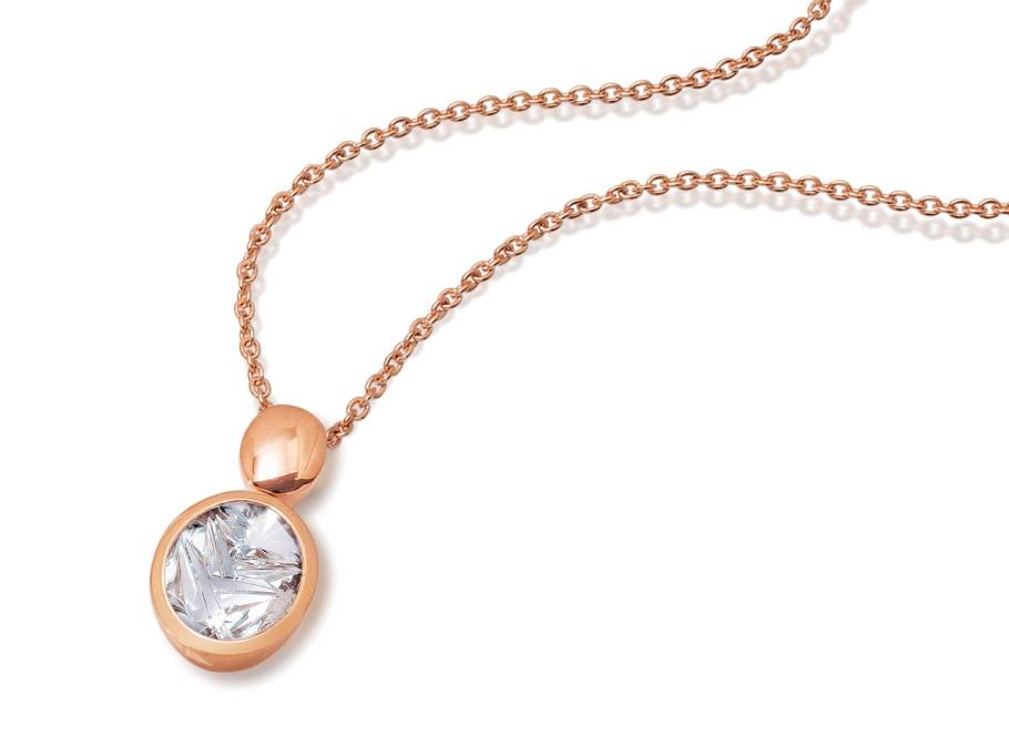  Munsteiner Bergkristall oval Roségold Anhänger