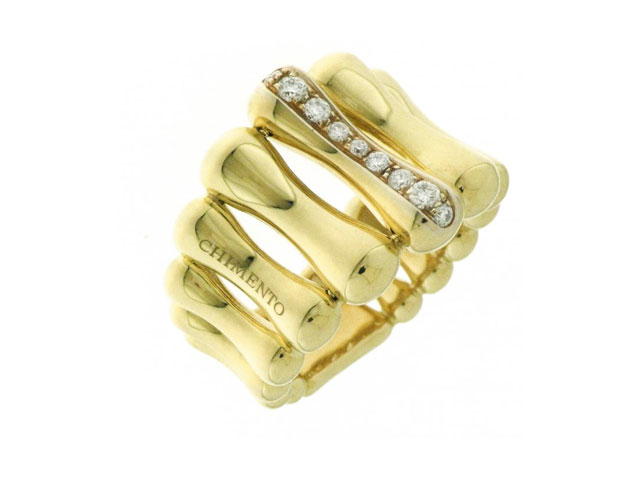 Bamboo Over Ring Gelbgold breit mit Brillanten 0,272ct