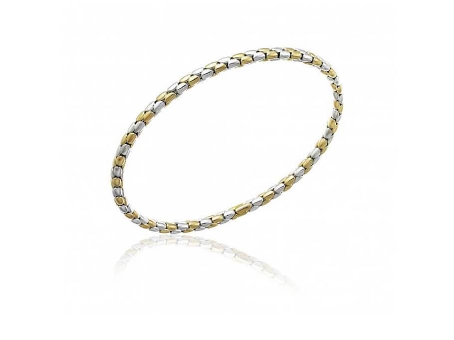 Stretch Spring Armband Weißgold mit Gelbgold flexibel