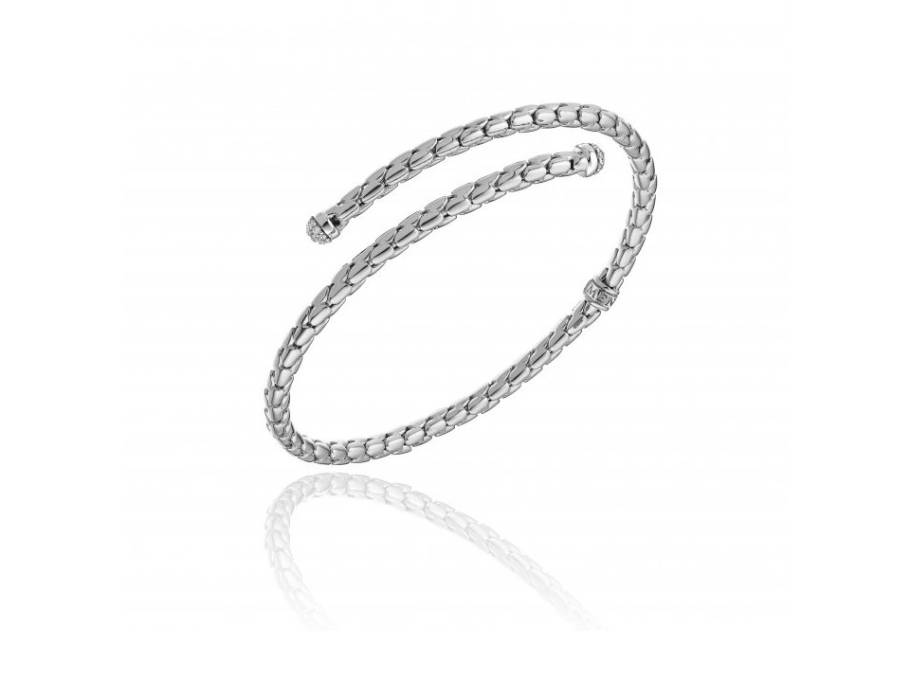 Stretch Spring Armband Weißgold flexibel mit Brillantbesatz