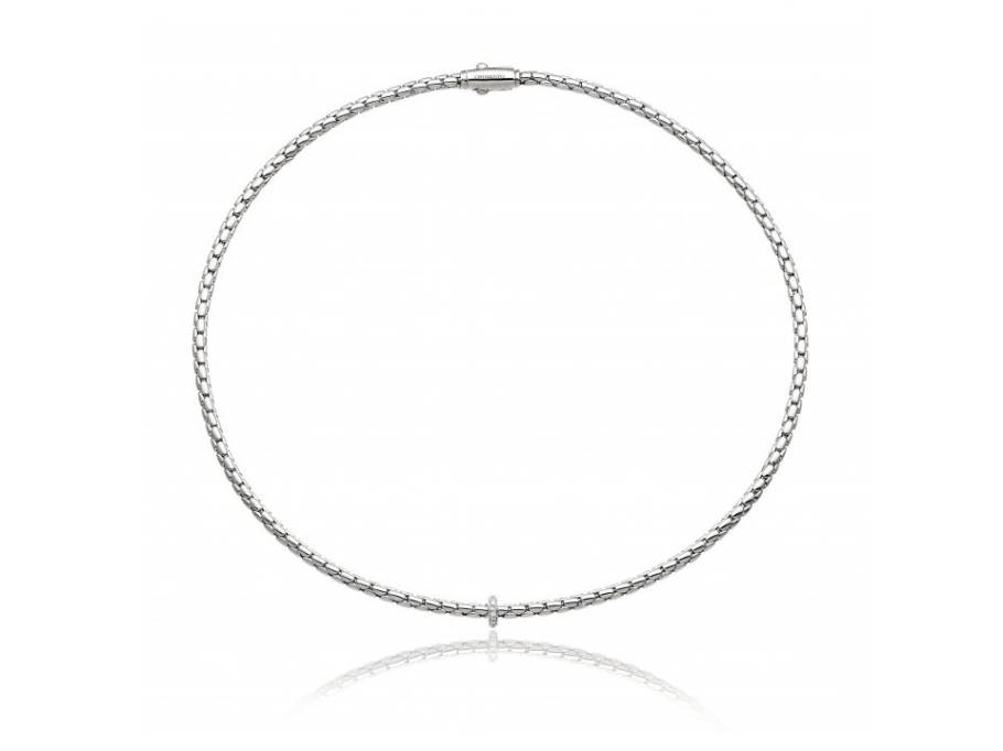 Stretch Spring Collier Weißgold 3mm mit Brillanten 0,100ct, 42cm