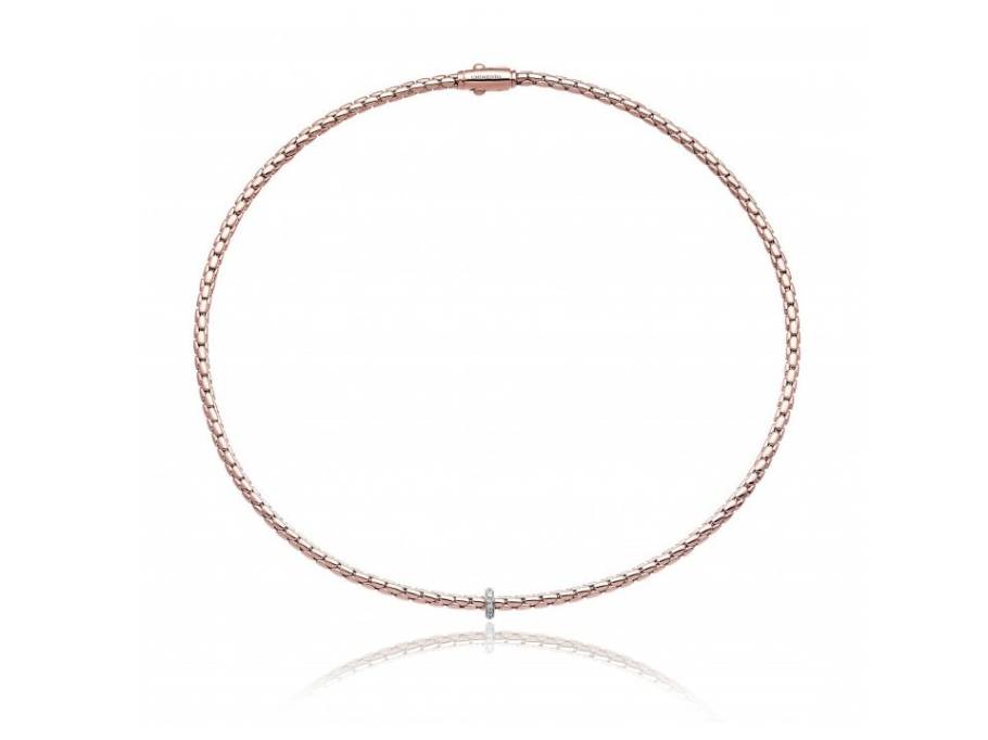 Stretch Spring Collier Roségold 3mm mit Brillanten 0,100ct, 42cm