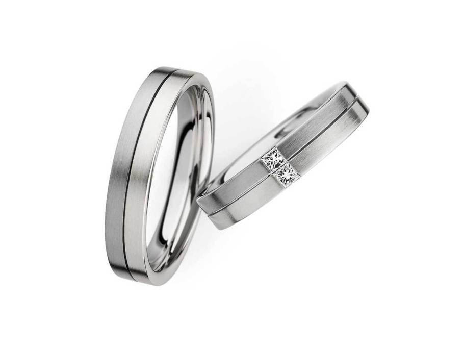 Trauring Paar Nr.   8 Platin mit Weißgold