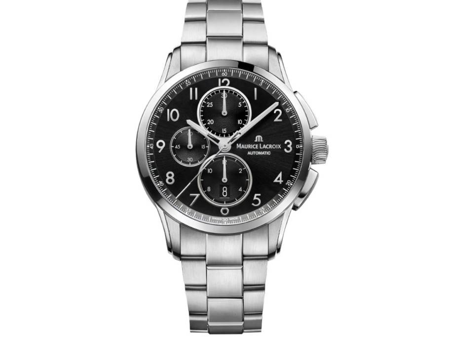 Pontos Chronograph Automatik Edelstahl 43 mm schwarz Edelstahlband