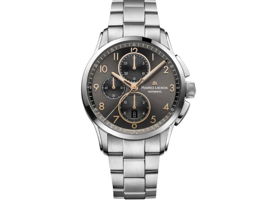Pontos Chronograph Automatik Edelstahl 43 mm gunmetalfarben Edelstahlband